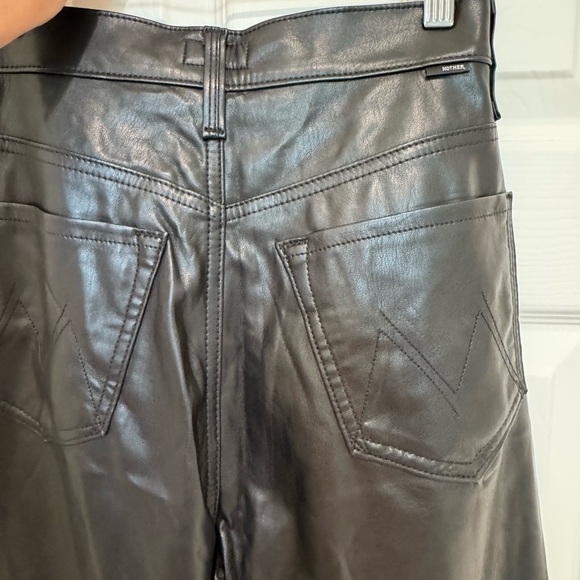 L1. MOTHER Rider Ankle Faux-Leather Black Fleece Lined Pants - Picture 9 of 11